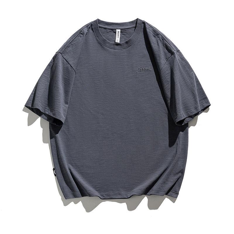 Simple Embroidered Cotton T-shirt For Men - WOMONA.COM