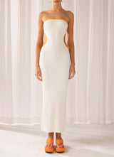 Women's Knitted Tube Top Hollow-out Slim-fit Sheath Dress - WOMONA.COM