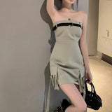 Trendy Ladies Braided Belt Slim Suit Dress - WOMONA.COM