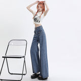 Double Buckle Stitching Wide Leg Skinny Jeans For Women - WOMONA.COM