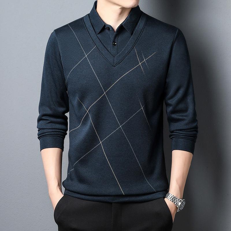 Men's Long Sleeve Fake Two Pieces T-shirt - WOMONA.COM