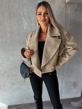 Trendy Woolen Cropped Oversized Trench Coat