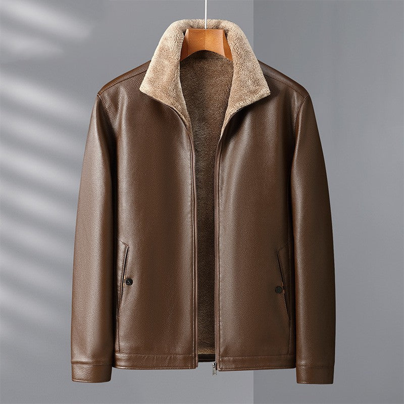 Men's Leather Clothing With Stand Collar - WOMONA.COM