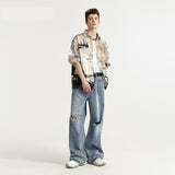 Men's Wear Ripped Washed Wide-leg Jeans - WOMONA.COM