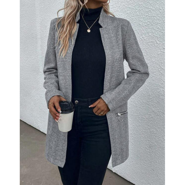 Women's Mid-length Woolen Coat - WOMONA.COM