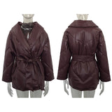 Winter Parkas For Women Loose Leather Coats - WOMONA.COM