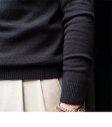 Men's Stand-up Collar Zipper Knit Long-sleeved Sweater - WOMONA.COM