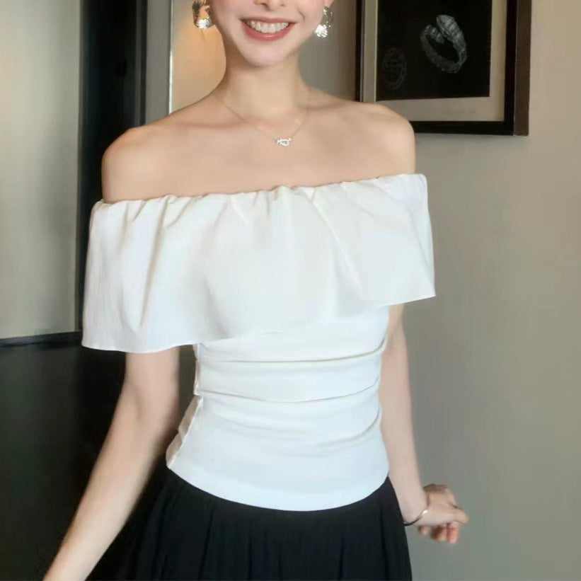Women's Ruffled Off-Shoulder Short Sleeve Top