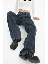 Dark Blue Jeans For Women Loose Drape - WOMONA.COM