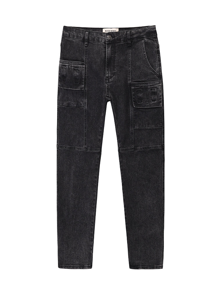Three-dimensional Pocket Stitching Slim Stretch Jeans Men - WOMONA.COM