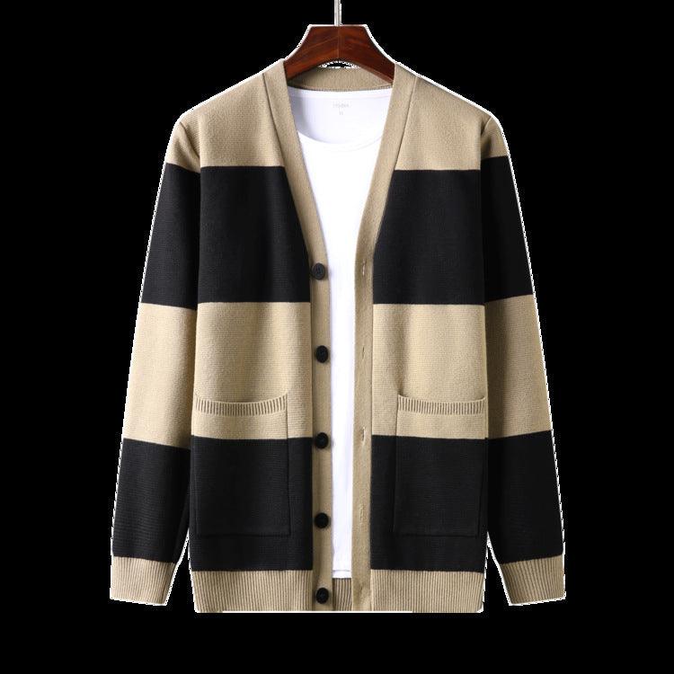 Long Sleeve Color Matching Casual Sweater Coat - WOMONA.COM
