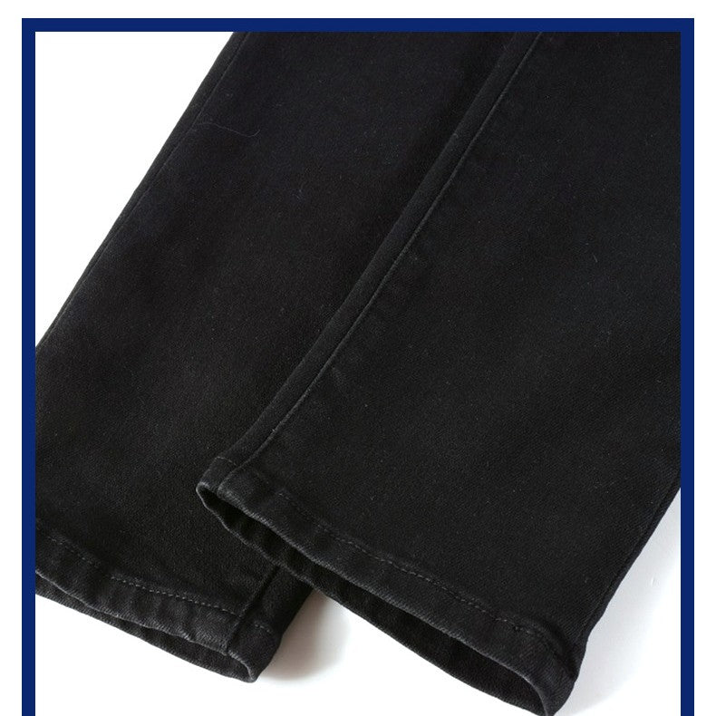 Black Patch Pleated Jeans For Men - WOMONA.COM