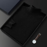 Men's High Lapel Casual Knitted Solid Color Cashmere Sweater - WOMONA.COM