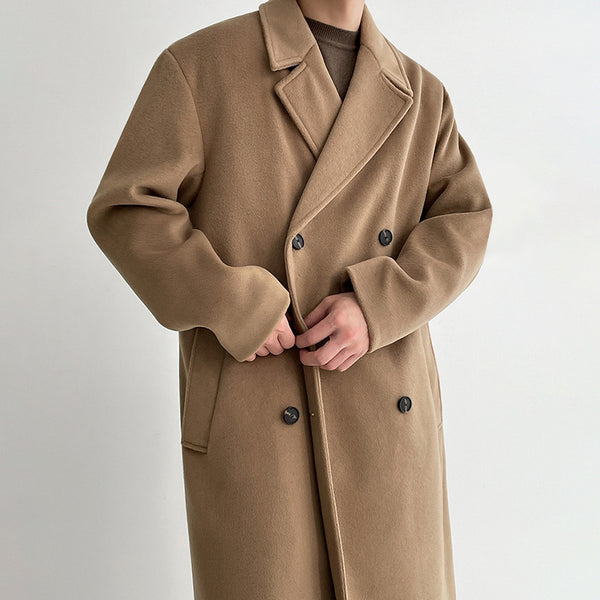 Abrigo de lana para hombre de longitud media, estilo coreano, otoño e invierno