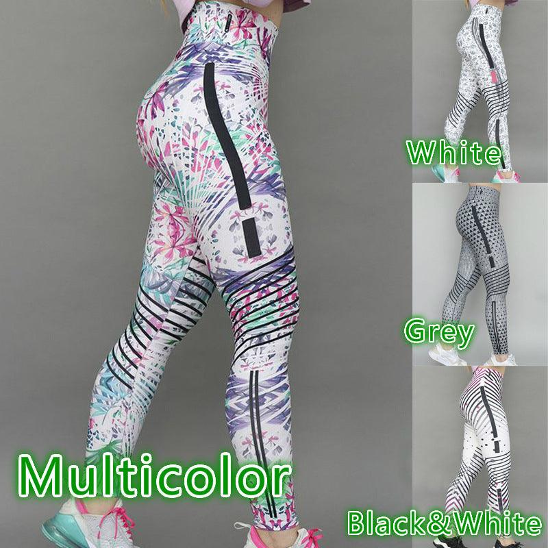 Slim-fit Printed Trousers Yoga Pants - WOMONA.COM