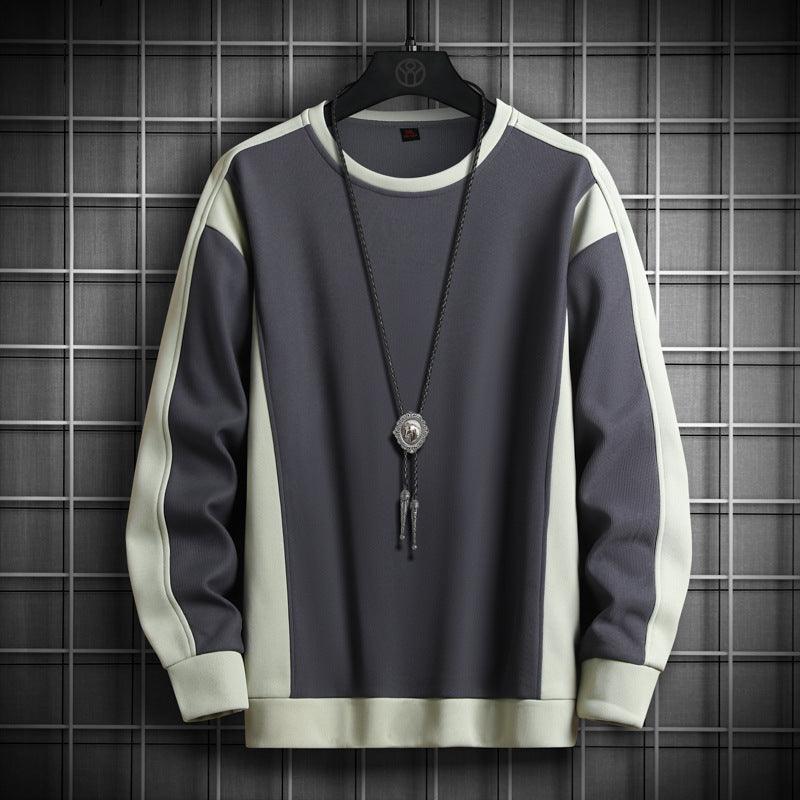 Rib Stitching Crew Neck Pullover Sweatshirt - WOMONA.COM