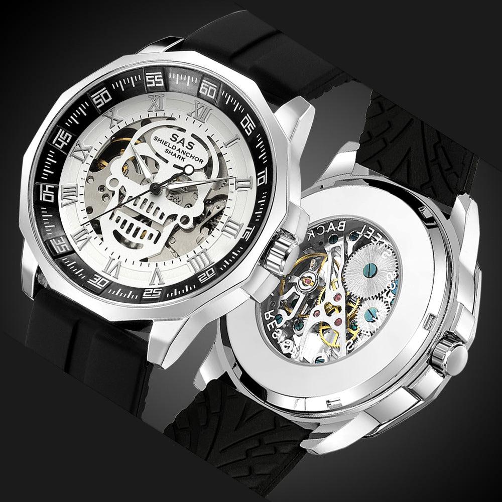 Men's Hollow Mechanical Watch Luxury Steel Belt - WOMONA.COM