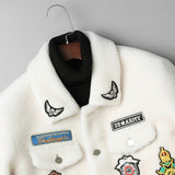 Fashionable White Grain Lamb Fur Jacket - WOMONA.COM