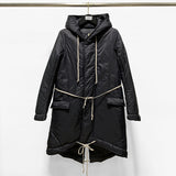 Long Lace Up Hoodie With Cotton Thick Trench Coat For Men And Women - WOMONA.COM