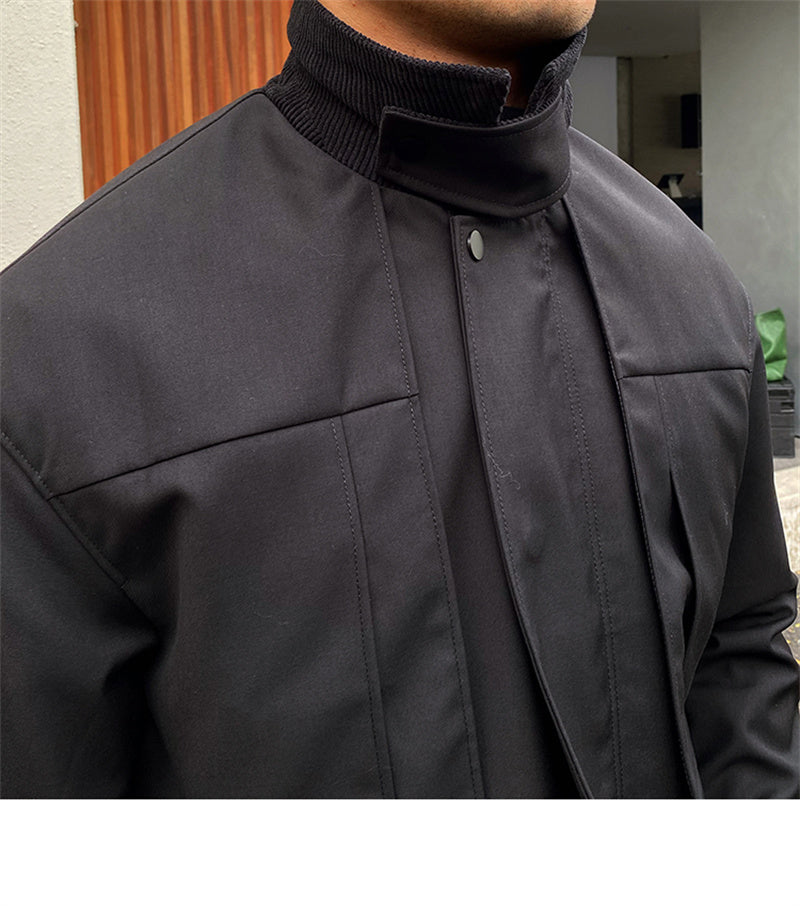 Men's Gentleman Fitted Mid-Length Windbreaker Jacket - WOMONA.COM