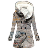 Winter Thickened Imitation Lamb Stitching Floral Hooded