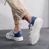 Double-layer Rubber Raised Denim Stitching White Shoes - WOMONA.COM