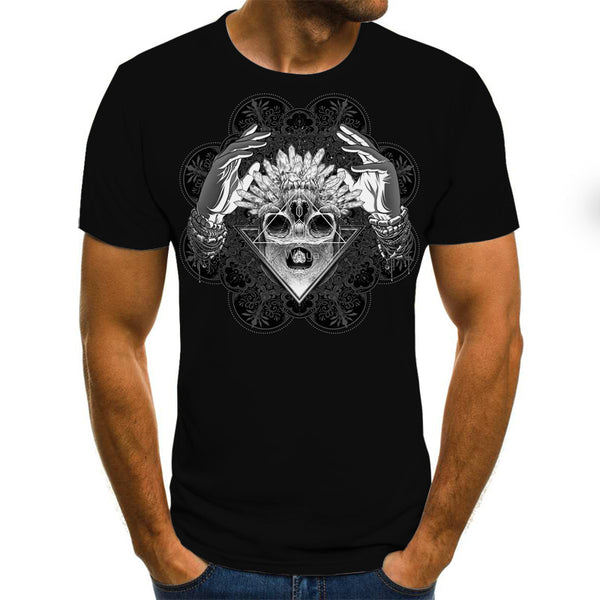 Printed 3DT Shirts Horror Skull Print Short Sleeve T-Shirts - WOMONA.COM