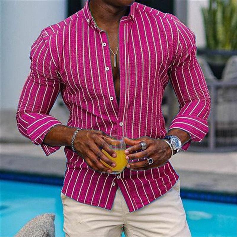 Men's British-Style Lapel Plaid Shirt