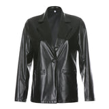 Fashion lapel suit jacket casual leather - WOMONA.COM