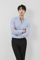 Striped Men's V-neck Long Sleeve Shirt - WOMONA.COM