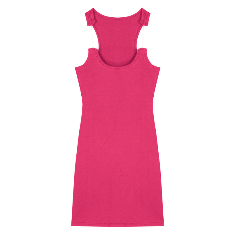 Women's Rose Red Invisible Strap Dress - WOMONA.COM