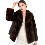 Artificial Fur Purple Sable Thick Warm Jacket - WOMONA.COM