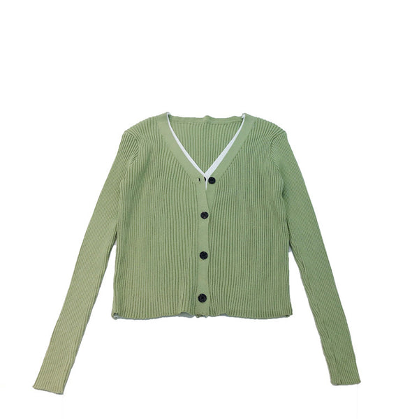 Fake Two-piece Knitted Cardigan Women's - WOMONA.COM