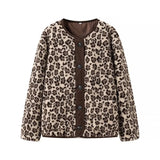 Abrigo con estampado de leopardo estilo hipster de moda urbana para mujer