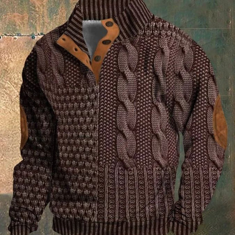 Men's Street Trend Buckle Polo Sweater - WOMONA.COM