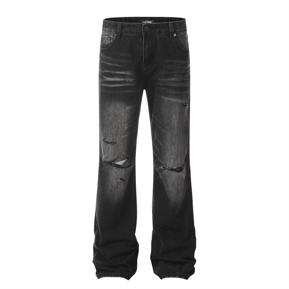 Men's Vintage Tattered Black Jeans