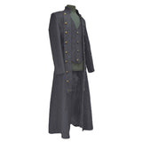 Men's Long Sleeve Stand Collar Three Row Button Coat - WOMONA.COM