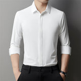 Men's Light Luxury High-end Hidden Hook Long-sleeved Shirt - WOMONA.COM