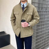 Stand Collar Fine Plaid Jacket Slightly Wide Fashion Man - WOMONA.COM