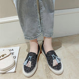 Fringed Flat Sneakers - WOMONA.COM