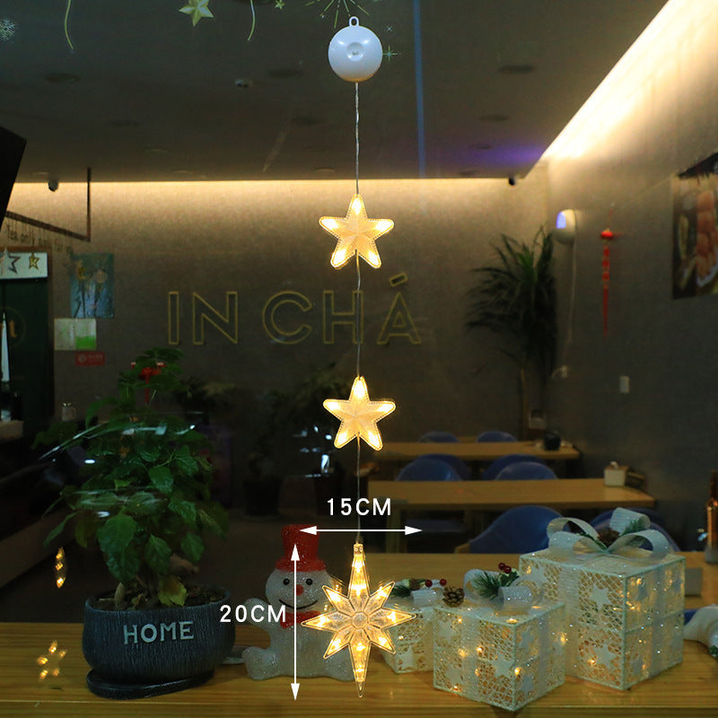 Christmas 3pcs LED Light Star Xmas Tree Hanging Sucker Lamp