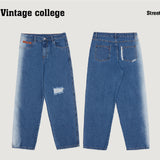 Men's Loose Hole Pocket Jeans - WOMONA.COM