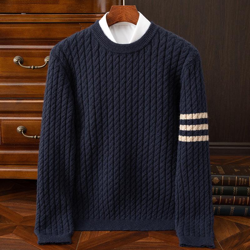 Knitwear Men's Round Neck Loose Thick Twist - WOMONA.COM