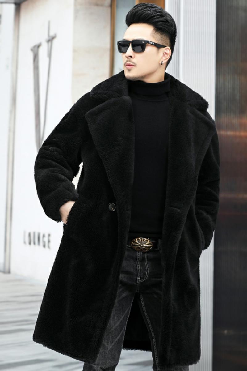 Men's Winter New Thickened Cashmere Long Warm Fur Coat - WOMONA.COM