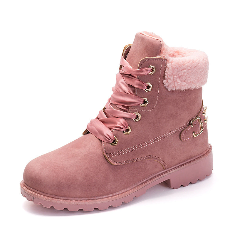 Plus velvet warm short boots rivet women - WOMONA.COM