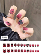 Finished Nail Manicure With Bow Knot Wearing Nails - WOMONA.COM