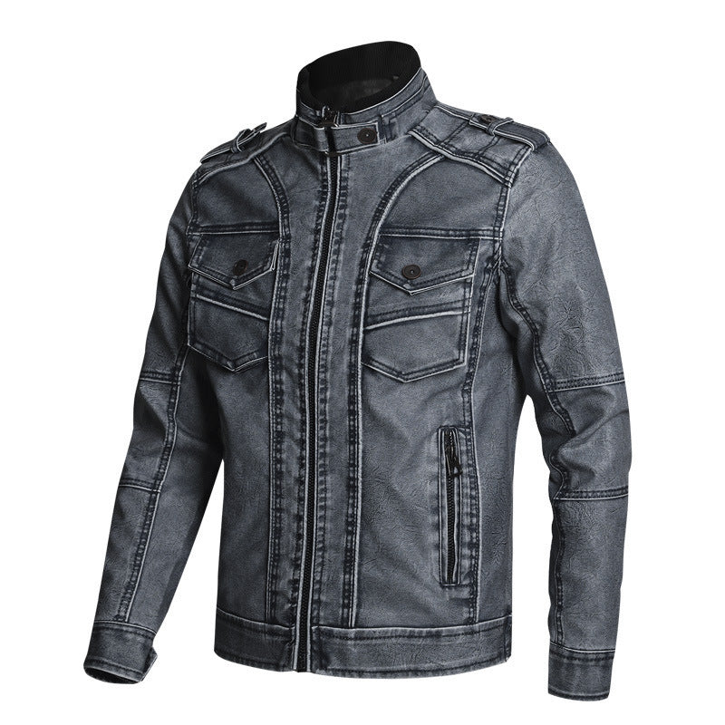 Thick PU Leather Coat Men's Fashion Casual - WOMONA.COM