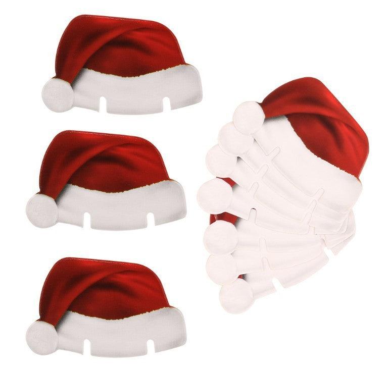 10PcsLot Paper Red Christmas Hat Wine Champagne Tipple - WOMONA.COM
