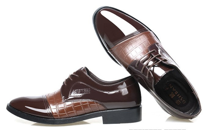 pointed business dress shoes leather men's - WOMONA.COM