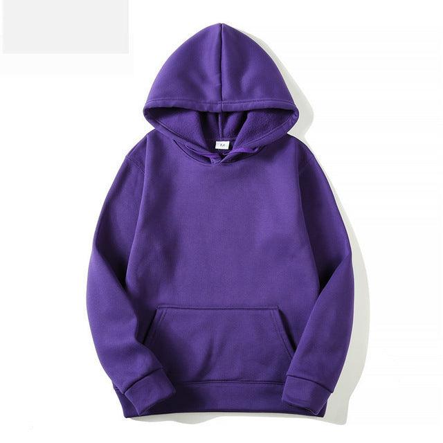 Men's Long Sleeve Pullover Hoodie in Purple - WOMONA